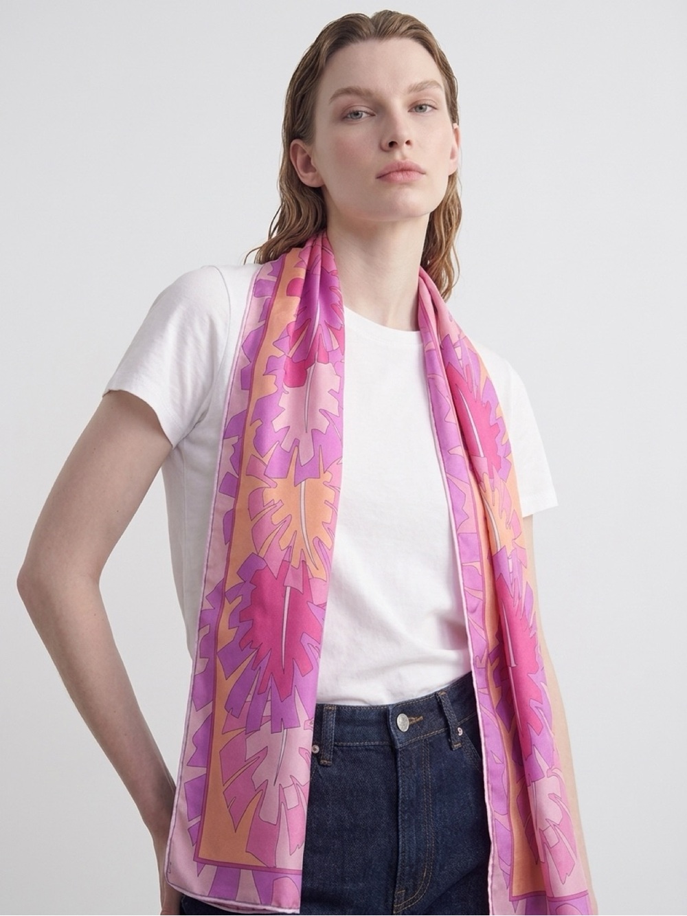 PUCCI PINK & Purple Floral Silk Scarf